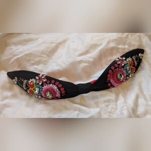 Vintage Black Bendable Headband with Embellishments